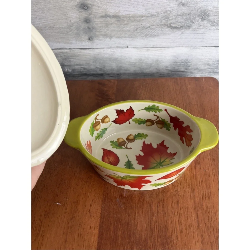 Temptations by Tara Fall Harvest Stoneware Bowl with Lid New 16 oz Ppp-LD-301394